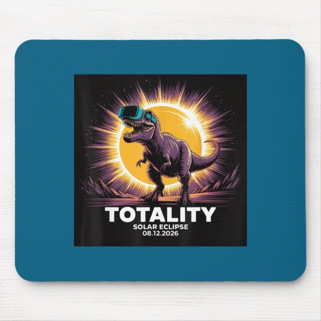 Cute Solar Totality August 12 Dinosaur Mouse Pad (Front)