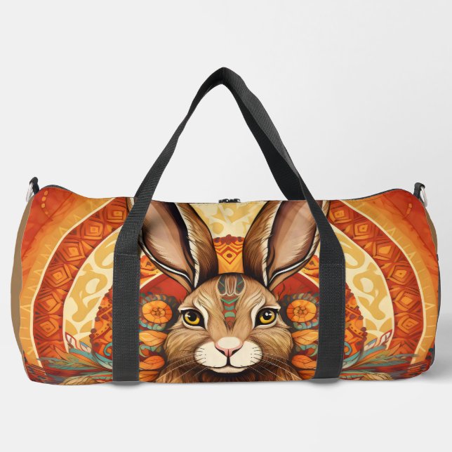 Cute Solarpunk Bunny Duffle Bag (Front)