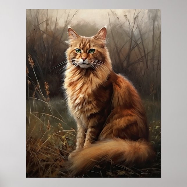 Cute Somali Cat Art Print Poster (Front)
