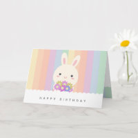Cute Some Bunny and Flowers Happy Birthday