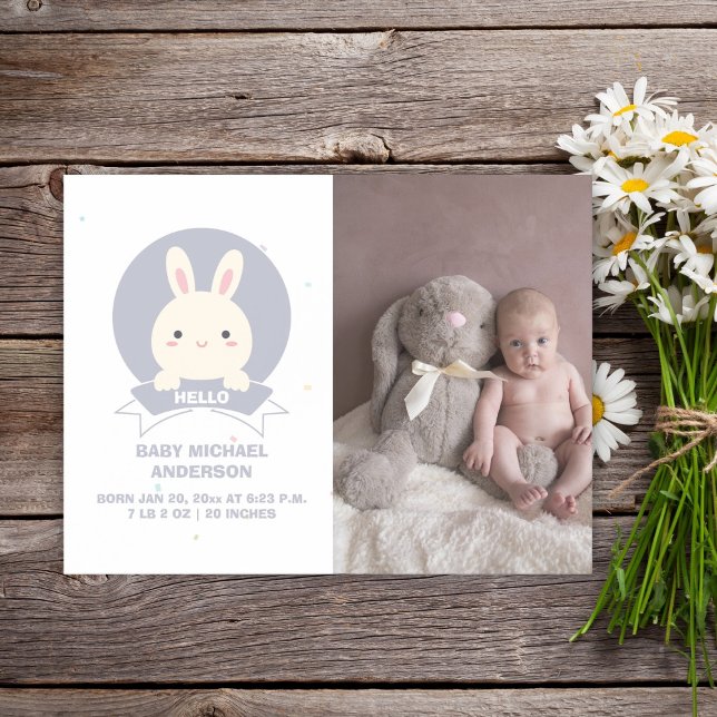 Cute Some Bunny Baby Photo Birth Announcement (Creator Uploaded)
