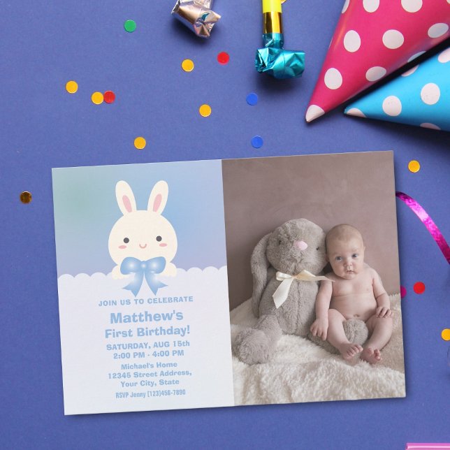 Cute Some Bunny is One Baby's First Birthday Photo Invitation (Creator Uploaded)
