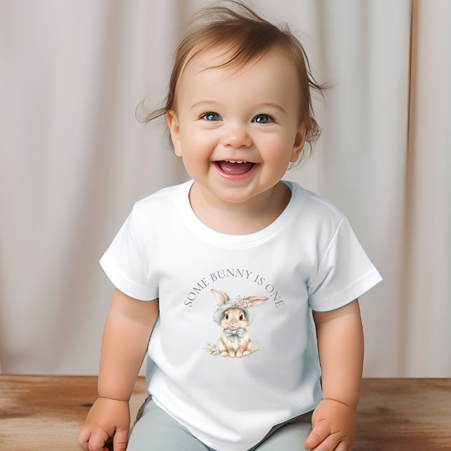 Cute Some Bunny is One Curved Text Baby T-Shirt (Creator Uploaded)