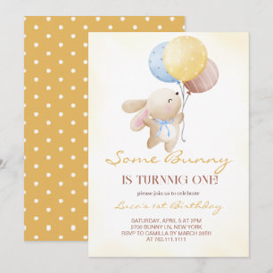 Cute Some Bunny is Turning One  Birthday Invitation