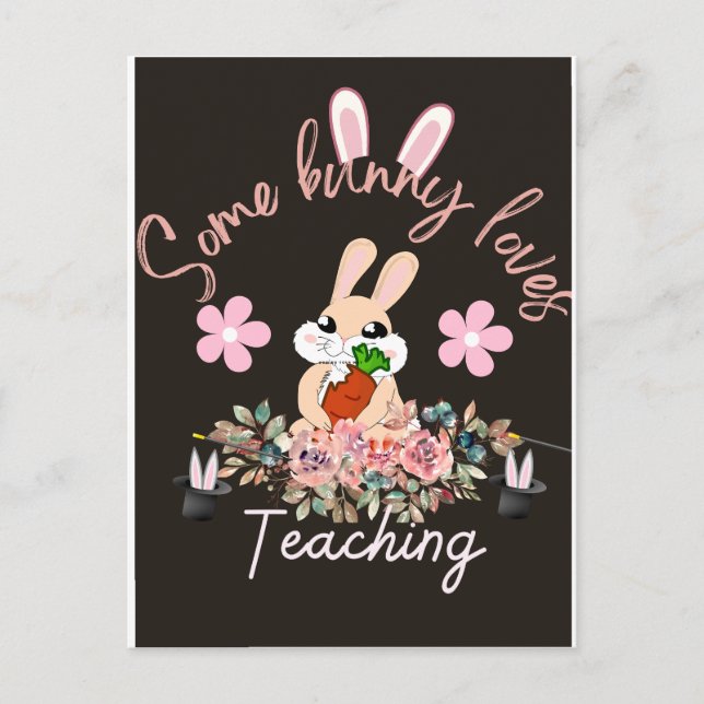 Cute some bunny loves teaching mug postcard (Front)