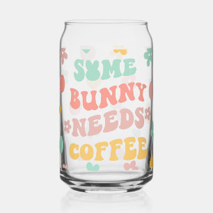 Cute "Some Bunny Needs Coffee" Funny Can Glass