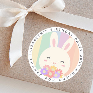 Cute Some Bunny Rainbow Birthday Thanks For Coming Classic Round Sticker