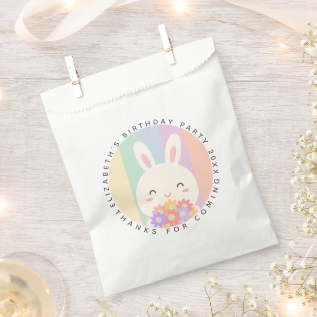 Cute Some Bunny Rainbow Birthday Thanks For Coming Favour Bag (Clipped)