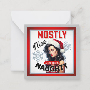 Cute Sometimes Naughty Retro Christmas Pinup Card