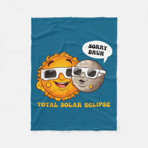 Cute Sorry Bruh Total Solar Eclipse Fleece Blanket