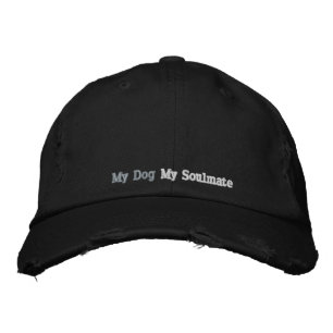 Cute Soulmate Dog Quote Rustic Black Pink Silver  Embroidered Hat