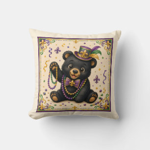 Cute Southern Black Bear Throw Pillow