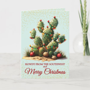 Cute Southwest Dessert Cactus Christmas Card