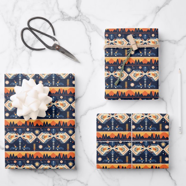 Cute Southwestern Boho tiled party  Wrapping Paper Sheet (Front)