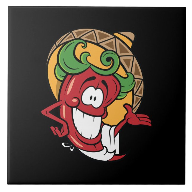 Cute Southwestern chilli pepper decor Ceramic Tile (Front)