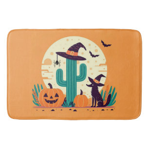 Cute, southwestern Halloween desert/cactus Bath Mat