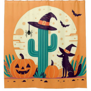 Cute, southwestern Halloween desert/cactus Shower Curtain