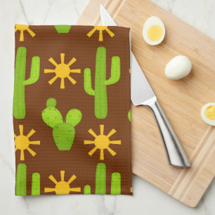 Cute Southwestern pattern cactus kitchen towel