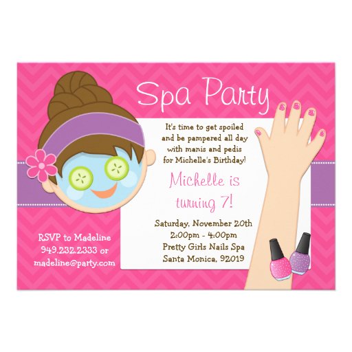 Cute Spa Birthday Party Invitation 13 Cm X 18 Cm Invitation Card | Zazzle