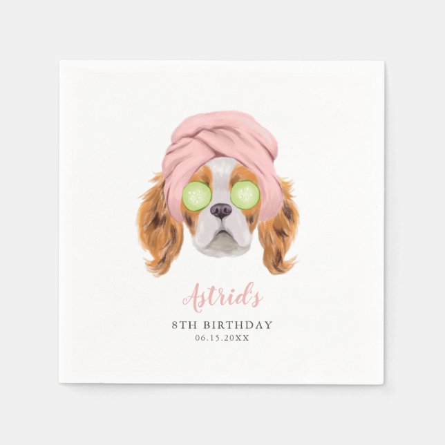Cute Spa Dog Girls Birthday Party Napkin (Front)