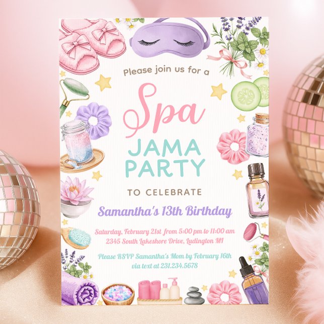 Cute Spa Pajama Party Birthday Invitation (Cute Spa Pajama Party Birthday Invitation
)