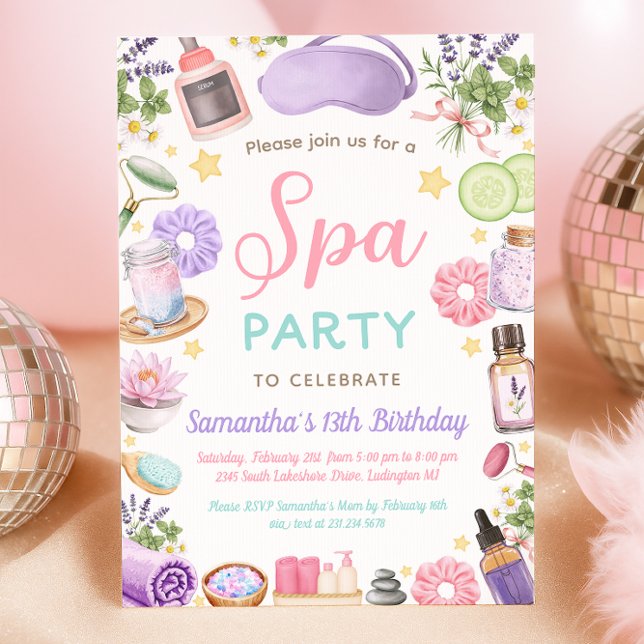 Cute Spa Pamper Party Girl Birthday Invitation (Cute Spa Pamper Party Girl Birthday Invitation)
