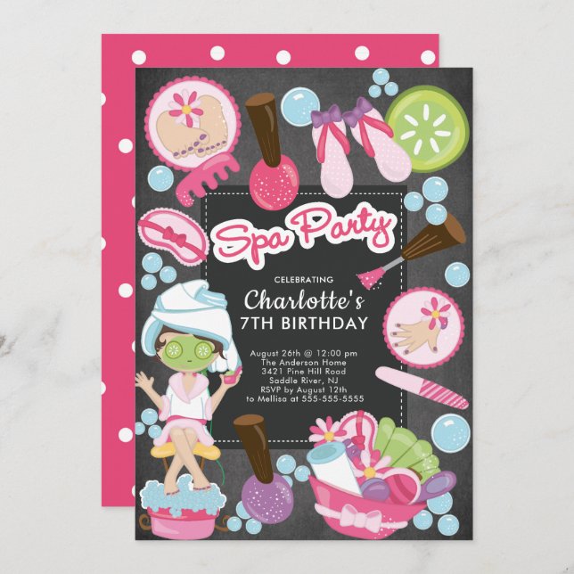 Cute Spa Party Birthday Invitation (Front/Back)