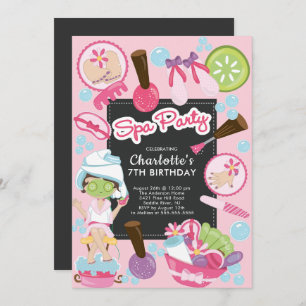 Cute Spa Party Birthday Invitation