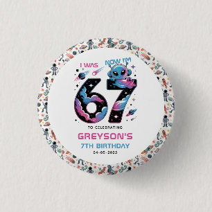 Cute Space 7th Birthday Six & Seven Year Old 3 Cm Round Badge