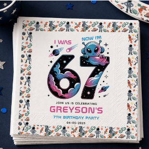 Cute Space 7th Birthday Six & Seven Year Old Napkin