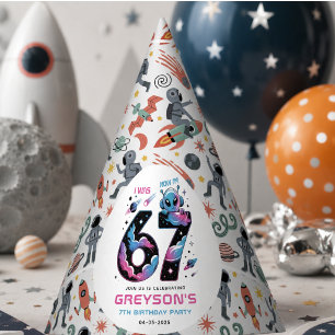 Cute Space 7th Birthday Six & Seven Year Old Party Hat