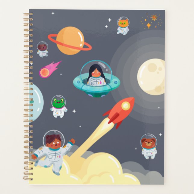 Cute Space Adventure | Astronaut Kids & Animals Il Planner (Front)
