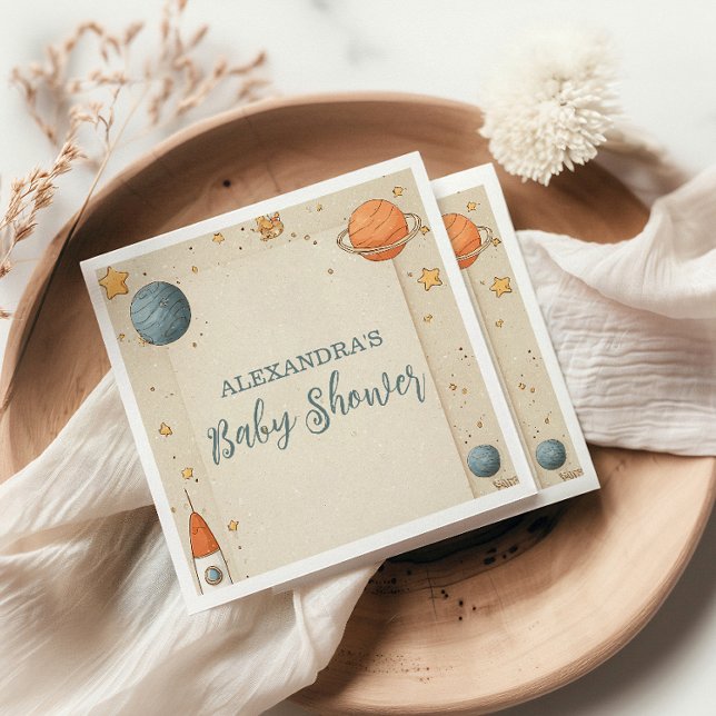 Cute Space Adventure Baby Shower Napkin (Creator Uploaded)