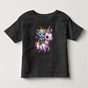Cute Space Alien riding unicorn funny UFO  Toddler T-Shirt