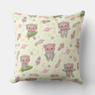 Cute Space Astronaut Bear Seamless Pattern Cushion