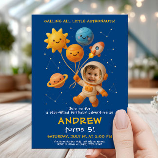 Cute Space Astronaut Birthday Card