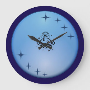 Cute Space Astronaut Wall Clock – Blue Galaxy Star