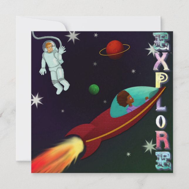 Cute space astronauts card (Front)