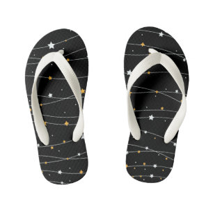 Cute Space Background With Shining Stars Pattern F Kid's Thongs
