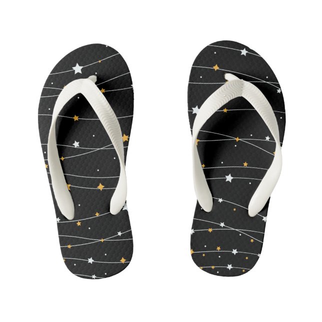 Cute Space Background With Shining Stars Pattern F Kid's Thongs (Footbed)