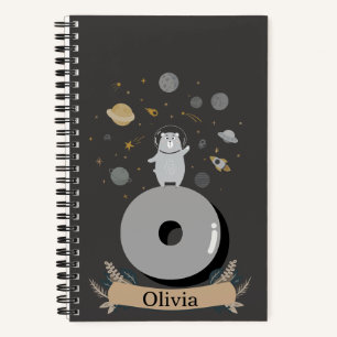 Cute Space Bear Personalized Spiral Notebook