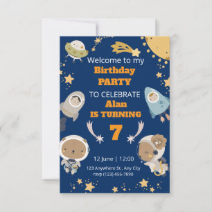 Cute Space Birthday Invitation