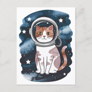 Cute Space Cat Astronaut  Holiday Postcard