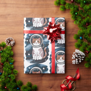 Cute Space Cat Astronaut  Wrapping Paper