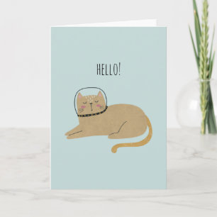 Cute Space Cat Custom Message Note Card