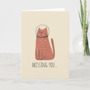 Cute Space Cat Custom Message Note Card