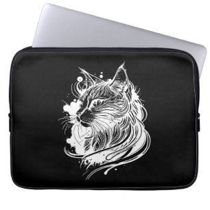 Cute Space Cat In Tattoo Style Laptop Sleeve