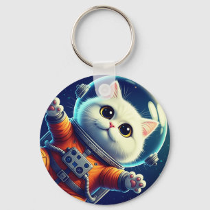 Cute Space Cat Key Ring