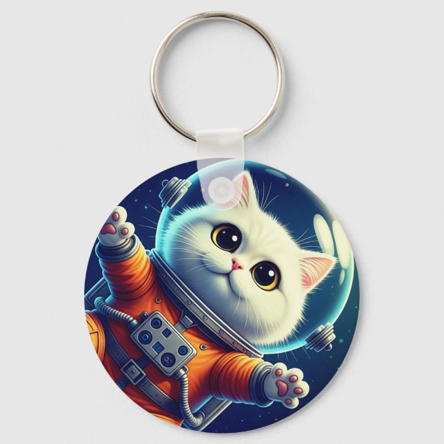Cute Space Cat Key Ring (Front)