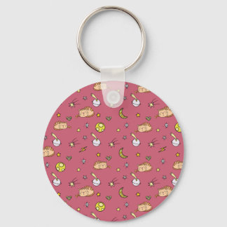 Cute Space Cat Pattern – Adorable Cosmic Kitty Key Ring